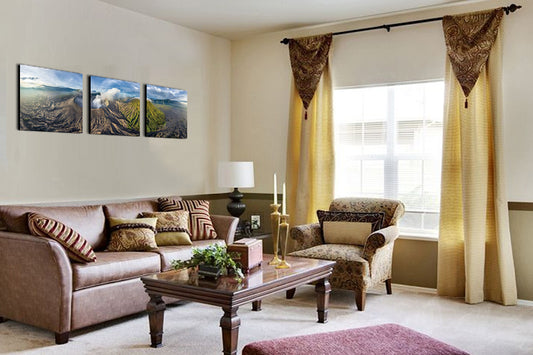 SeniA Gunung Bromo 3-Panel MDF Framed Photography Triptych Print, 48 x 16-inch