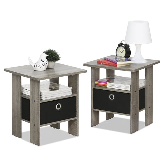 Petite End Table Bedroom Night Stand, Set of Two