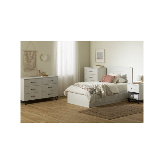 Arlen 1-Drawer Nightstand, White Pine and Black Matte