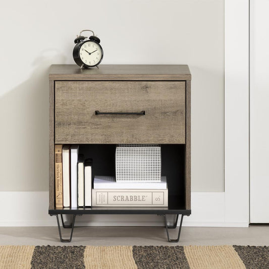 Arlen 1-Drawer Nightstand, Weathered Oak
