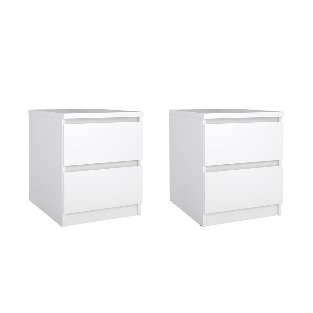 Scottsdale 2 Drawer Nightstand - Set of 2, White High Gloss
