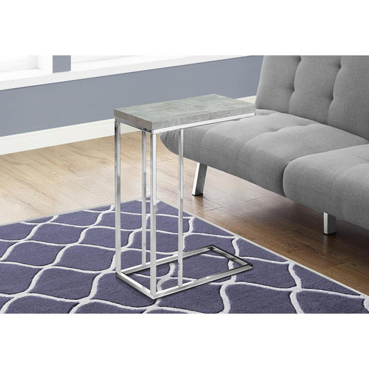 Accent Table, C-shaped, End, Side, Snack, Living Room, Bedroom, Grey Laminate