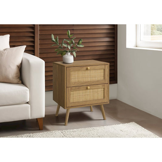 Accent Table, Storage Drawer, Walnut Laminate, Modern, Contemporary