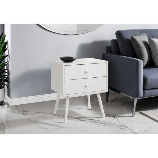 Accent Table, Storage Drawer, White Laminate, Modern, Contemporary