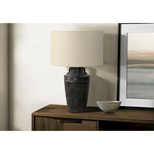 Lighting, 28"H, Table Lamp, Black Ceramic, Beige Shade, Transitional
