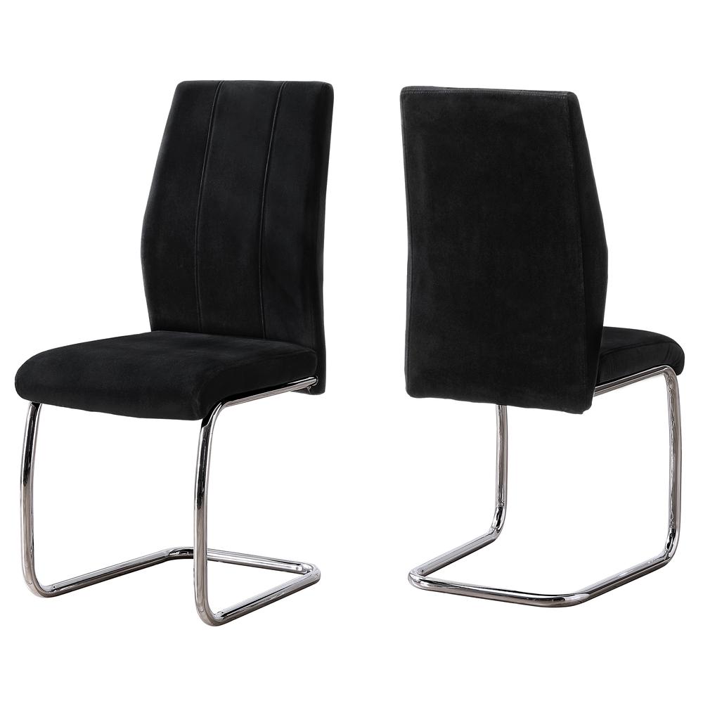 Dining Chair, Set Of 2, Side, Upholstered, Kitchen, Dining Room, Black Velvet