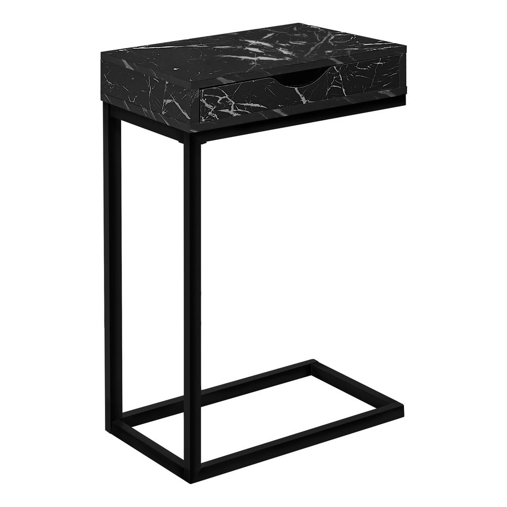 Accent Table, C-shaped, End, Side, Snack, Storage Drawer, Living Room