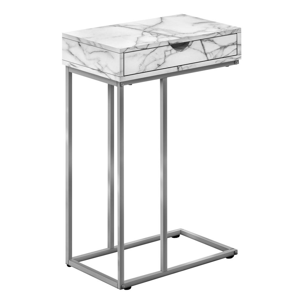 Accent Table, C-shaped, End, Side, Snack, Storage Drawer, Living Room, Bedroom