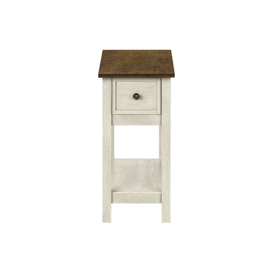 Transitional Accent Table in White,Espresso color