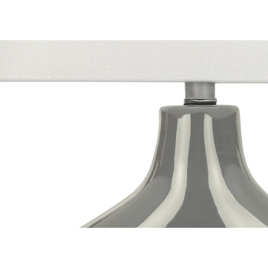 25"H, Table Lamp, Grey Ceramic, Ivory / Cream Shade, Contemporary, Modern