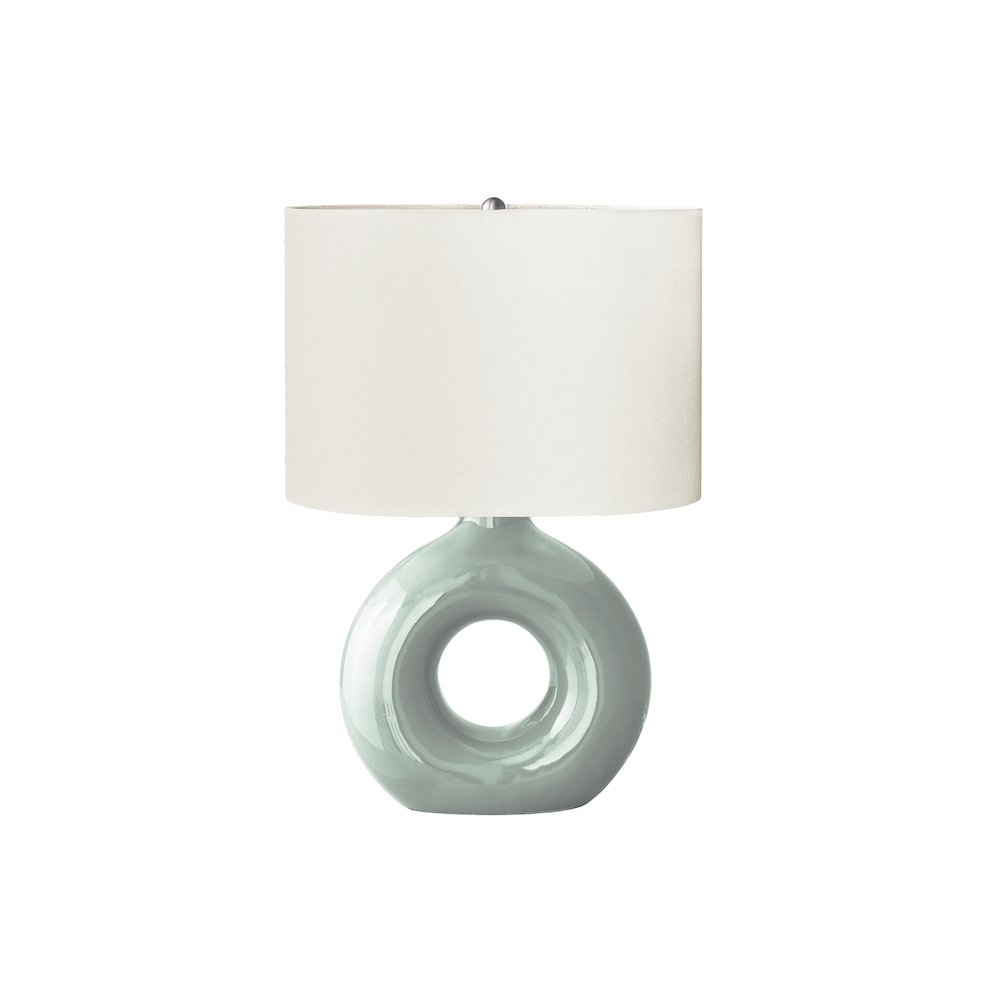 24"H, Table Lamp, Green Ceramic, Ivory / Cream Shade, Contemporary, Modern