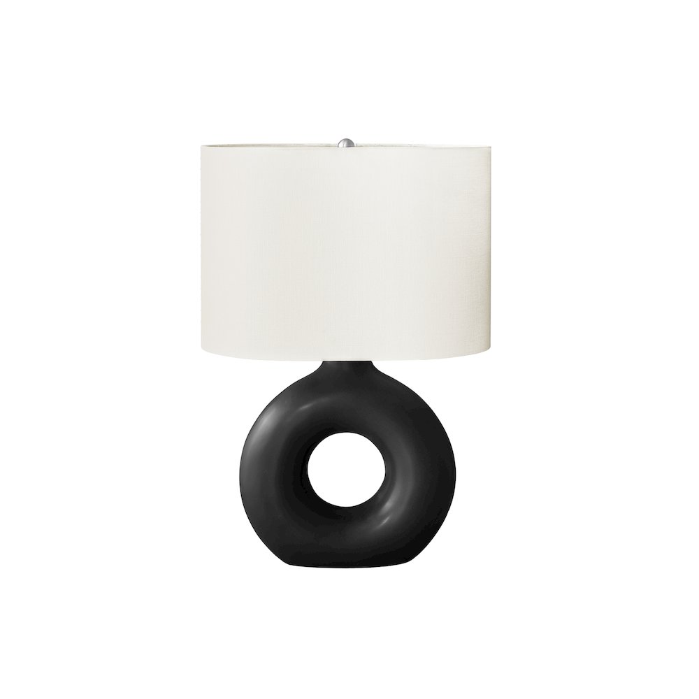 24"H, Table Lamp, Black Ceramic, Ivory / Cream Shade, Contemporary, Modern