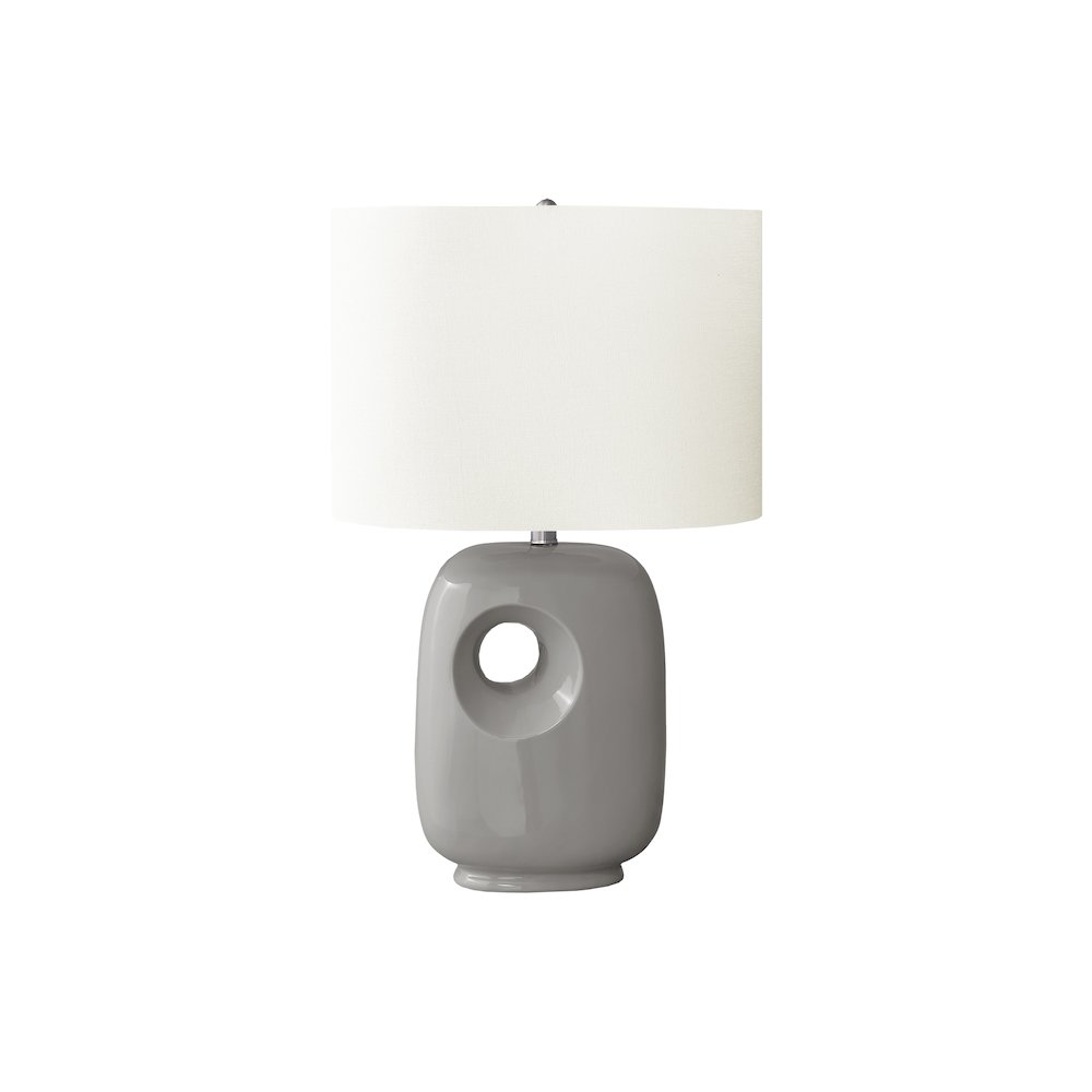 26"H, Table Lamp, Grey Ceramic, Ivory / Cream Shade, Contemporary, Modern