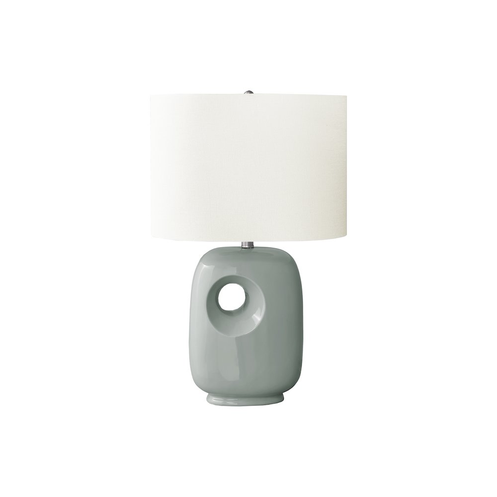26"H, Table Lamp, Green Ceramic, Ivory / Cream Shade, Contemporary, Modern