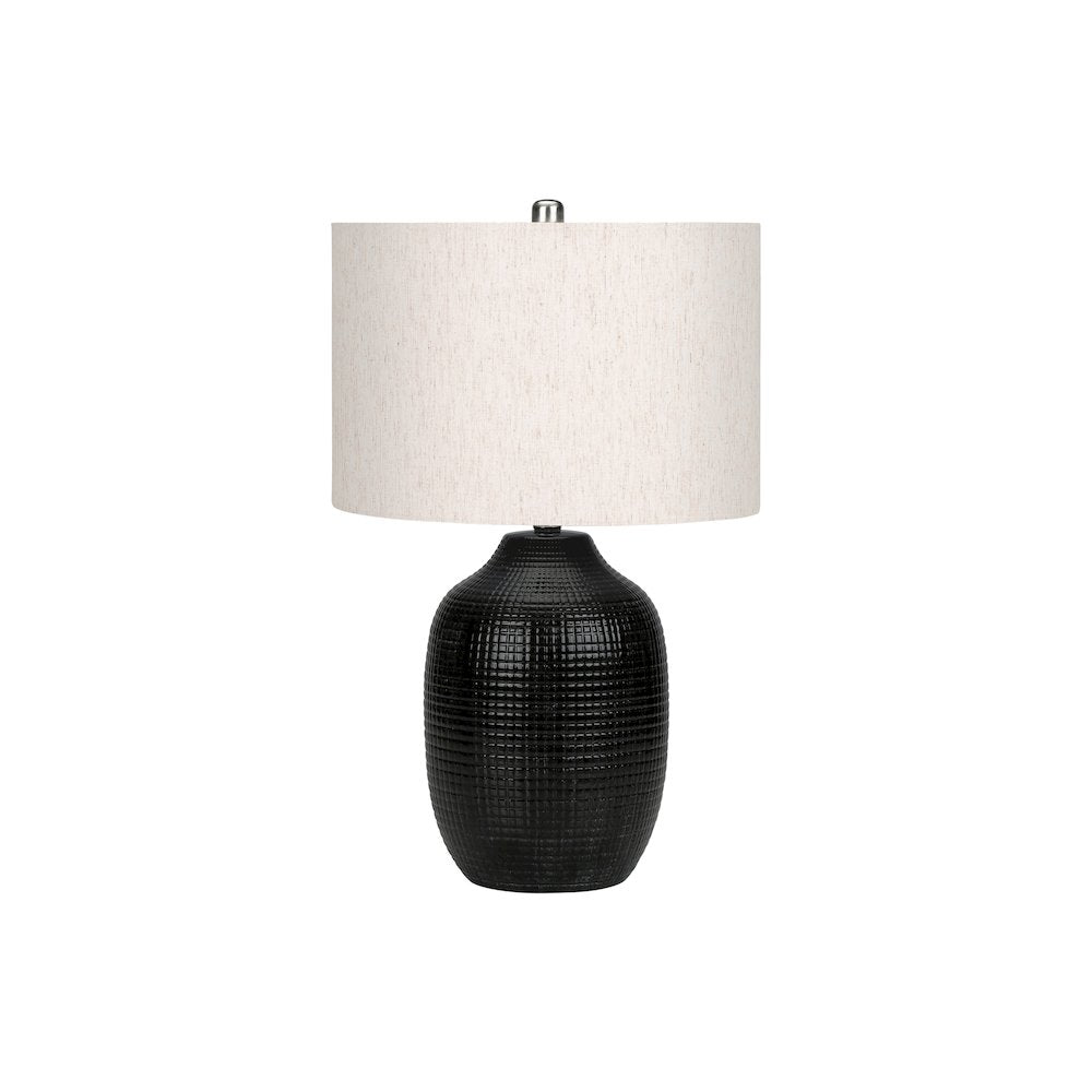 ="Lighting, 26""H, Table Lamp, Black Ceramic, Ivory / Cream Shade, Contemporary