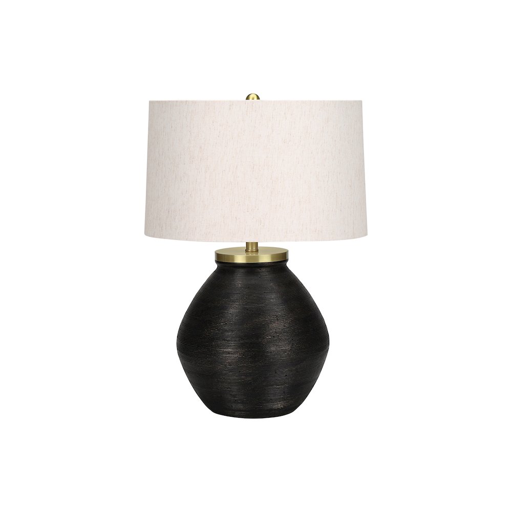 ="Lighting, 25""H, Table Lamp, Black Concrete, Ivory / Cream Shade, Contemporar