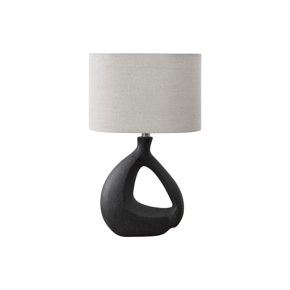 Lighting, 23"H, Table Lamp, Black Resin, Grey Shade, Contemporary, Modern
