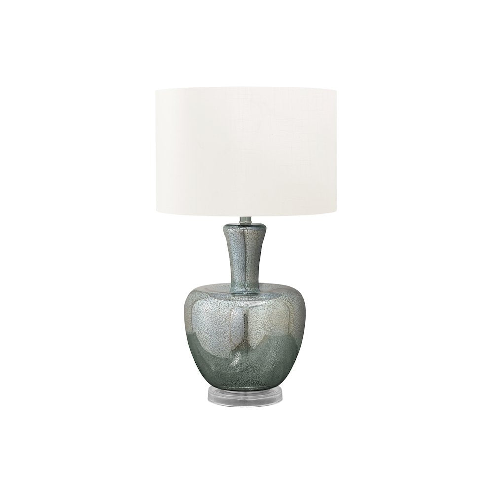 26"H, Table Lamp, Sea Green Glass, Ivory / Cream Shade, Contemporary, Modern