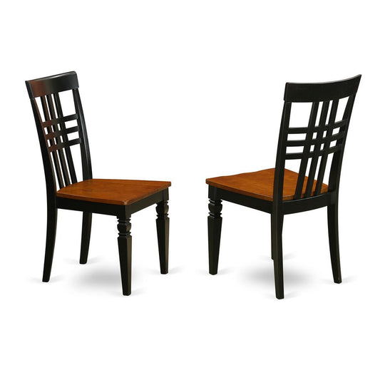 Logan Dining Chair with Wood Seat - Black & Cherry Finish., Set of 2