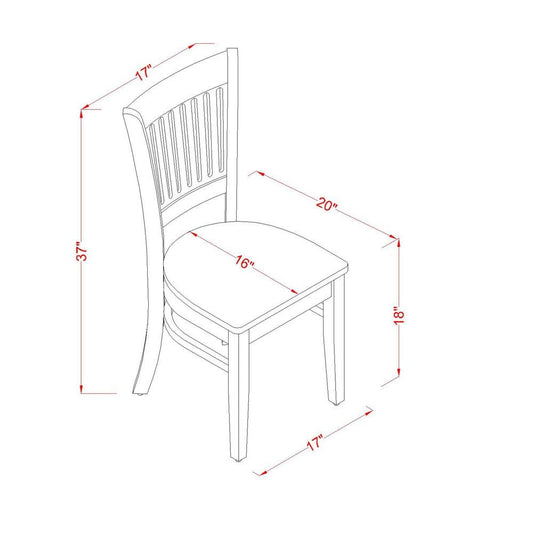 East West Furniture VAC-BLK-W Vancouver Dining Room Chairs - Slat Back Wood Seat Chairs, Set of 2, Oak