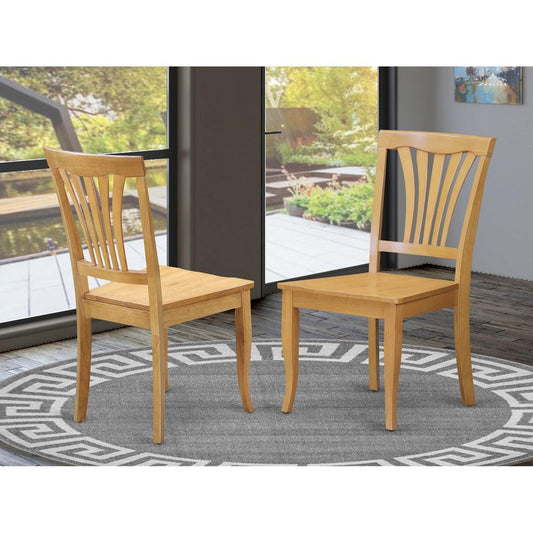 Avon Dining Room Chair Wood Seat - Oak Finish, Set of 2