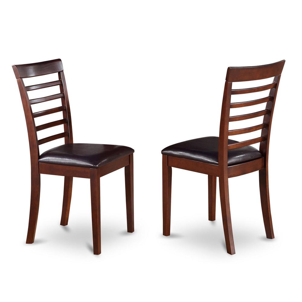Milan Kitchen Chair with Faux Leather Seat - Mahogany Finish, Set of 2