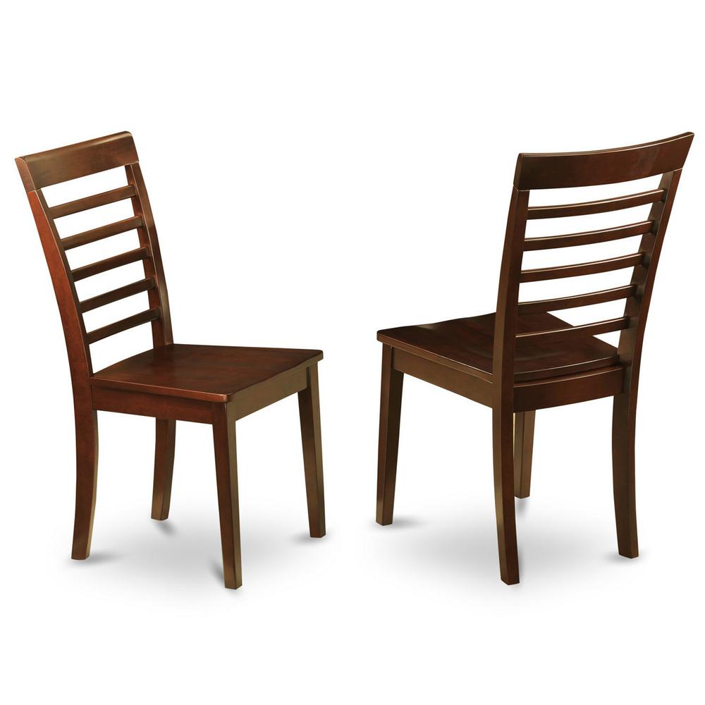 Milan Chair with Wood Seat - Mahogany Finish, Set of 2