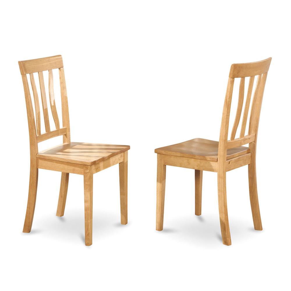 Antique Kitchen dining Chair Wood Seat with Oak Finish, Set of 2