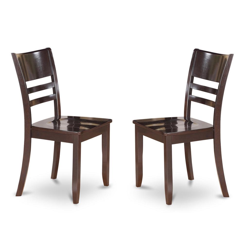 Lynfield Dining Chair with Wood Seat in Cappuccino Finish, Set of 2