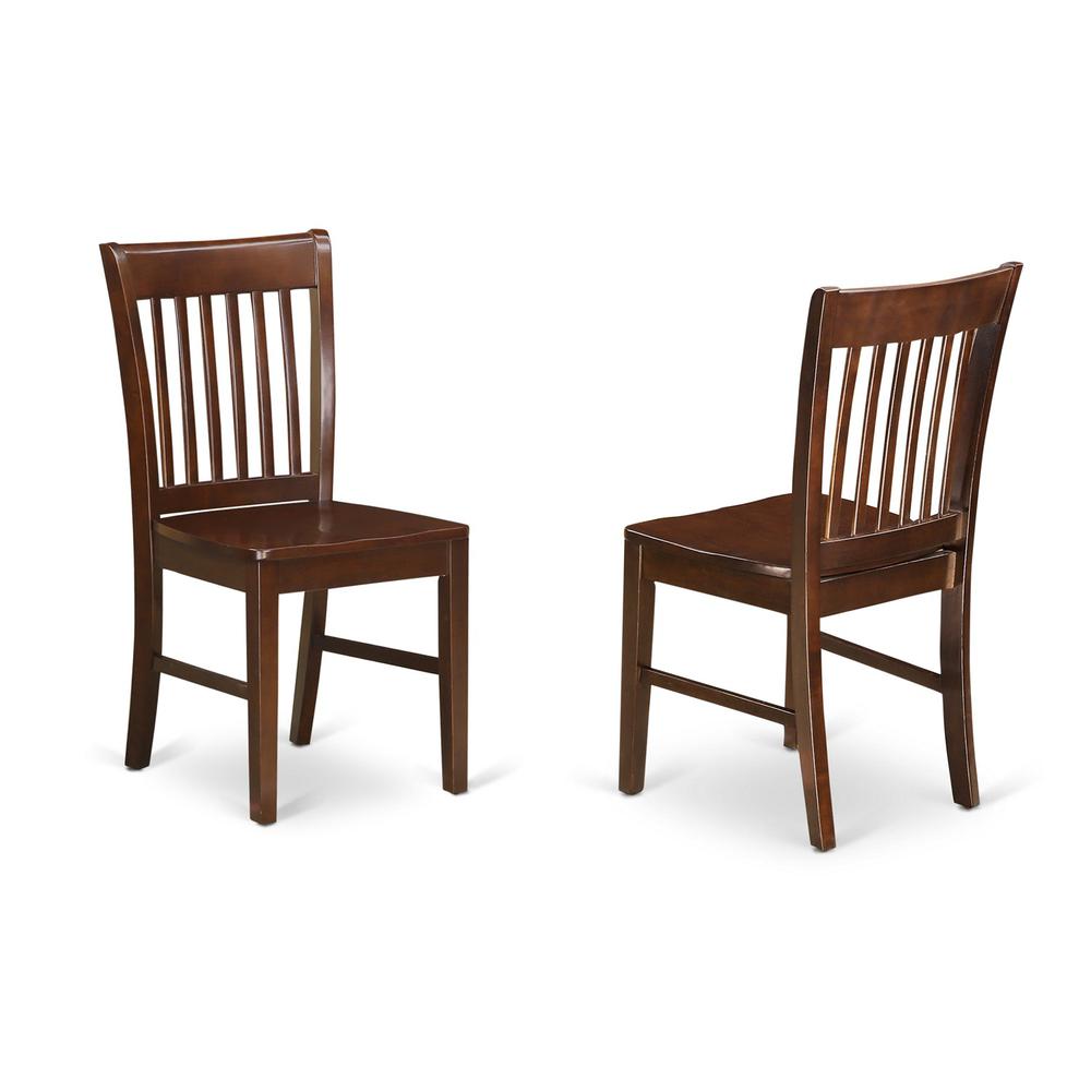 Norfolk kitchen dining chair with Wood Seat -Mahogany Finish., Set of 2