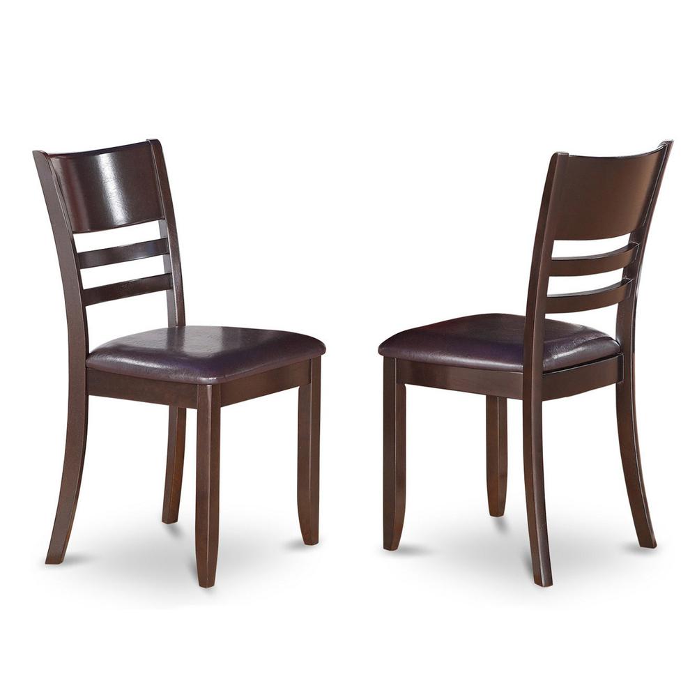 Lynfield Dining Chair with Faux Leather Upholstered Seat in Cappuccino Finish, Set of 2