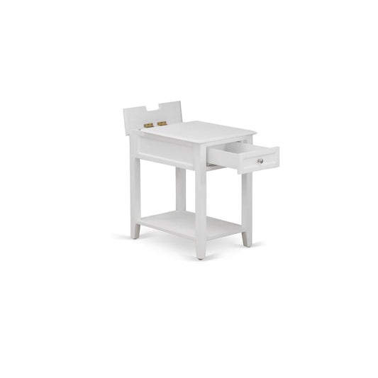 East West Furniture DE-05-ET Modern Wood Night Stand with 1 Mid Century Modern Drawers, Stable and Sturdy Constructed - White Finish