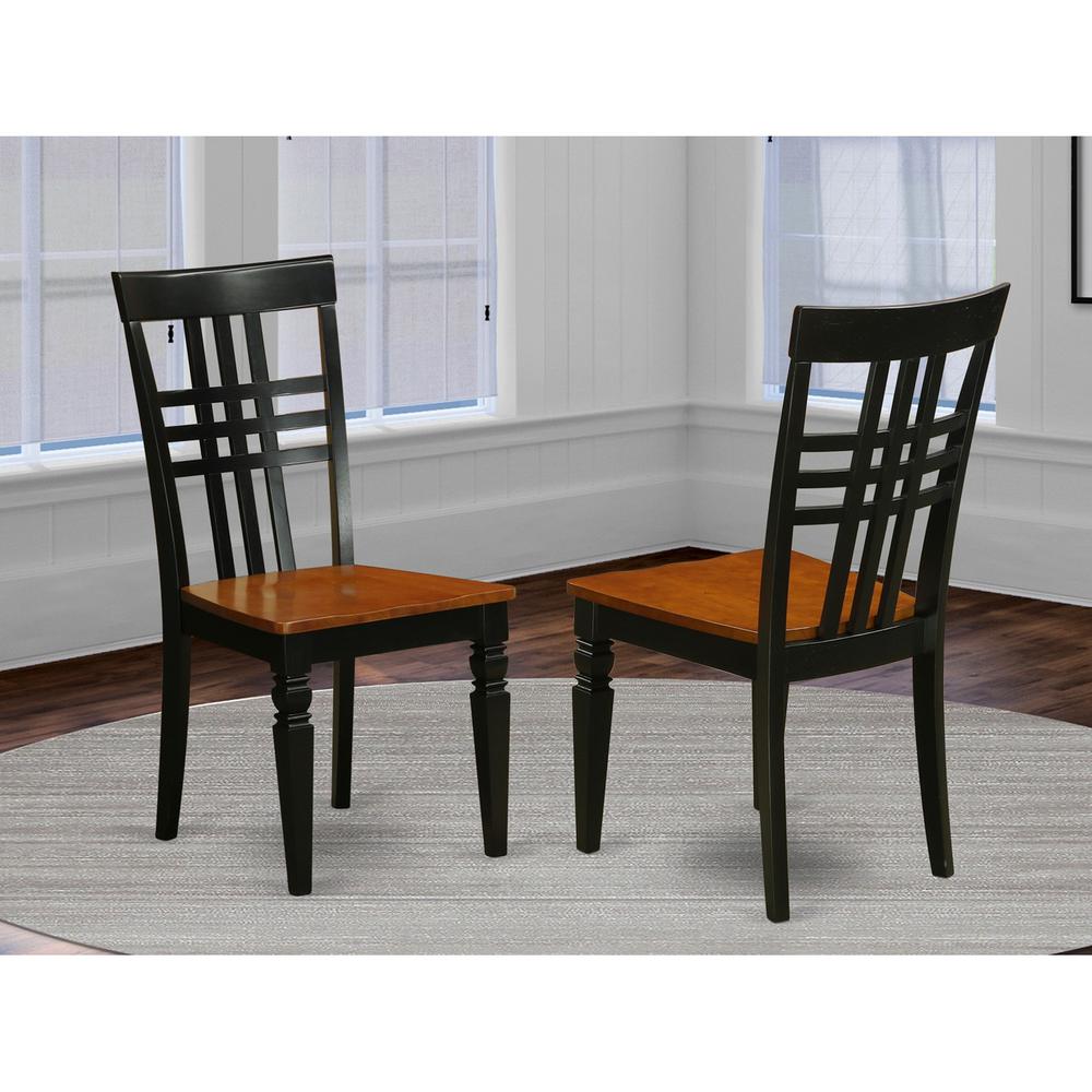 Logan Dining Chair with Wood Seat - Black & Cherry Finish., Set of 2