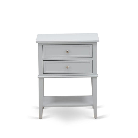 East West Furniture VL-14-ET Night stand For Bedroom with 2 Wood Drawers for Bedroom, Stable and Sturdy Constructed - Urban Gray Finish