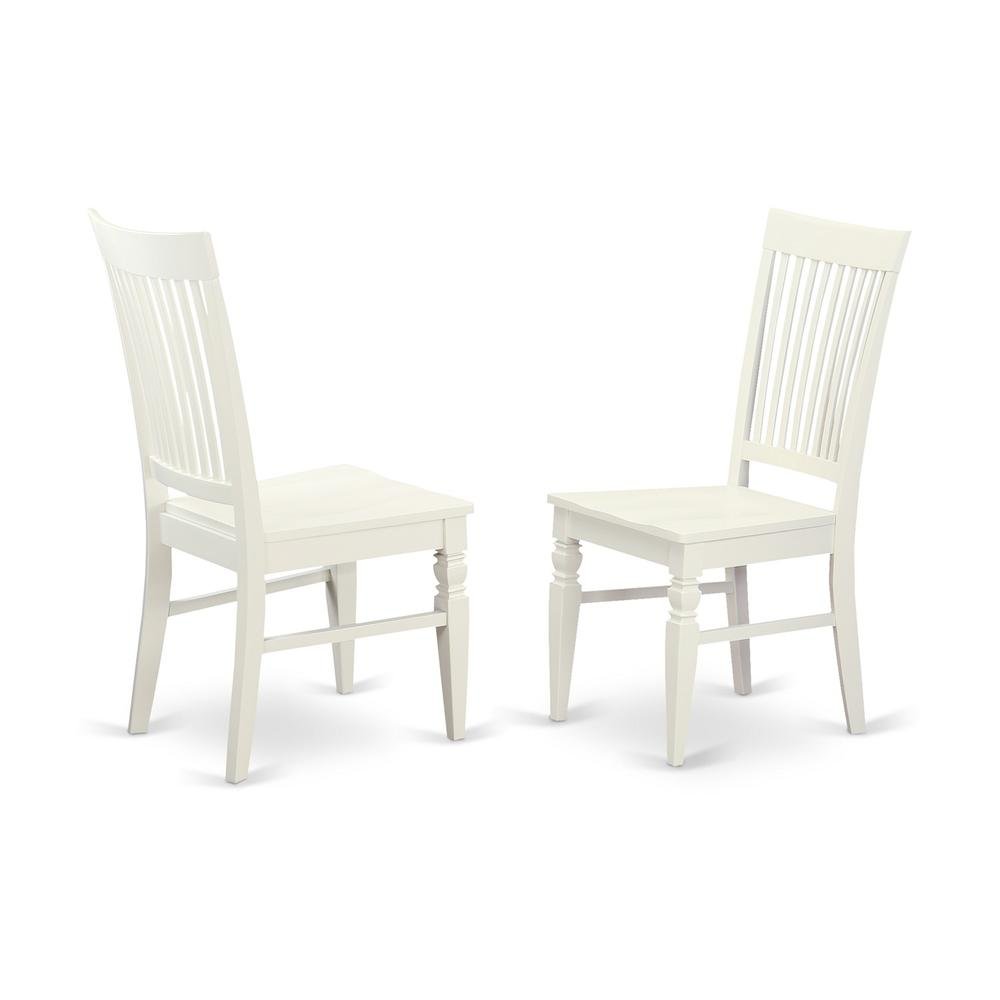 Weston Dining Wood Seat Dining Chair with Slatted Back in in Linen White Finish, Set of 2