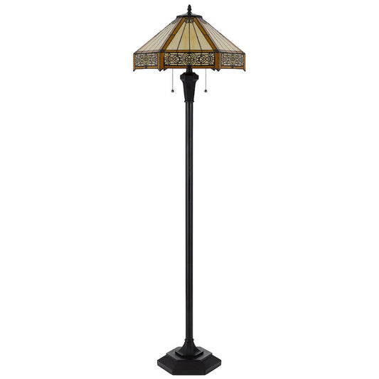 60W X 2 Metal/Resin Tiffany Table Lamp With Pull Chain Switches