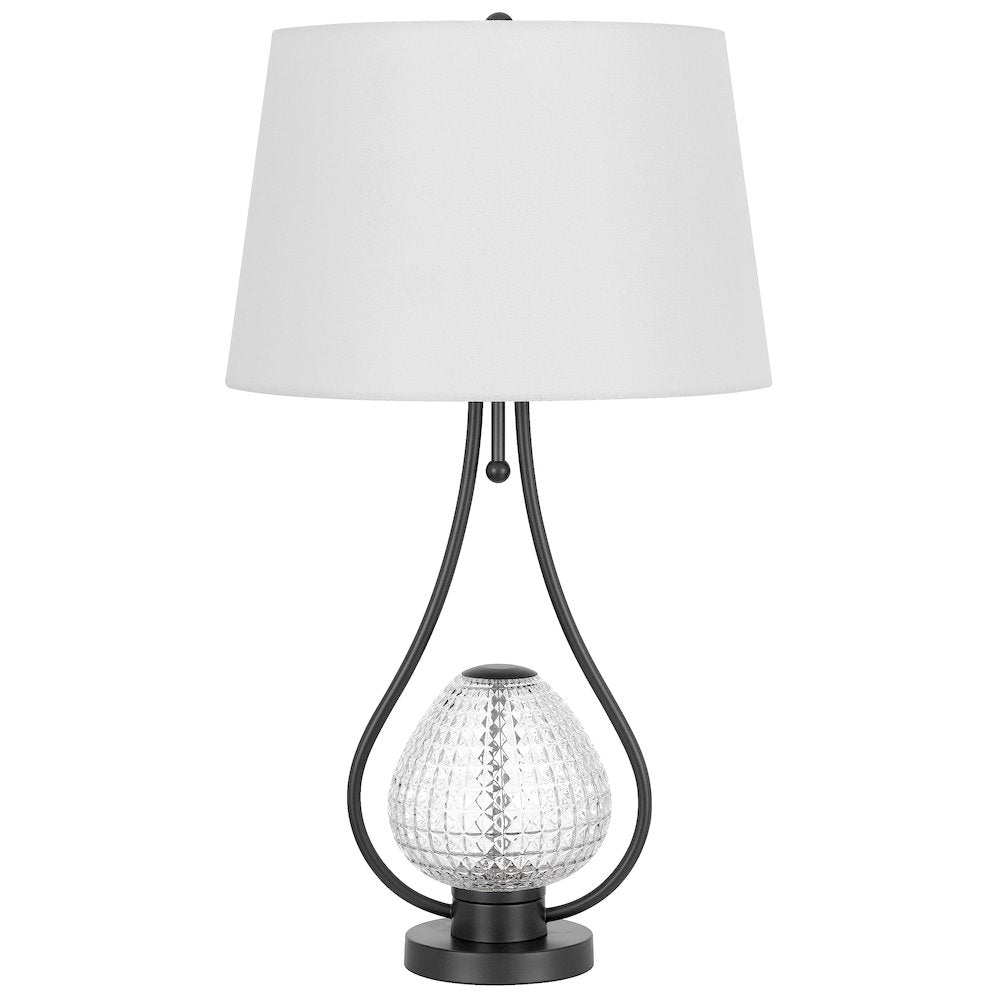 Forssa 100W 3 Way Table Lamp With 2W Led Night Light In Glass And Metal Base.
