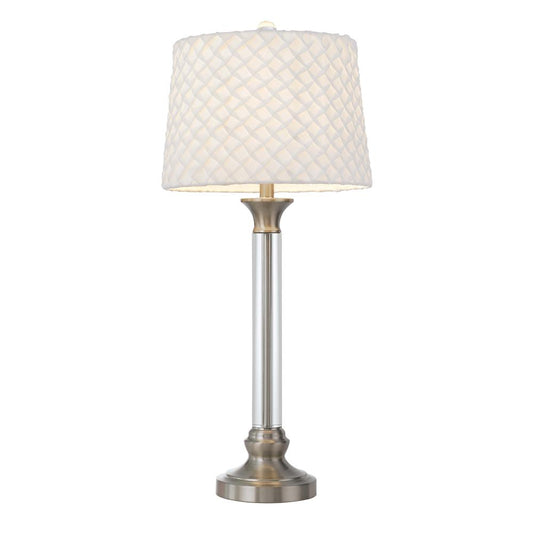 150W 3 Way Ruston Crystal/Metal Table Lamp With Pleated Hardback Shade