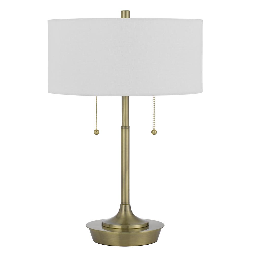 Kendal Metal Table Lamp With Pull Chain Switch, Drum Fabric Shade