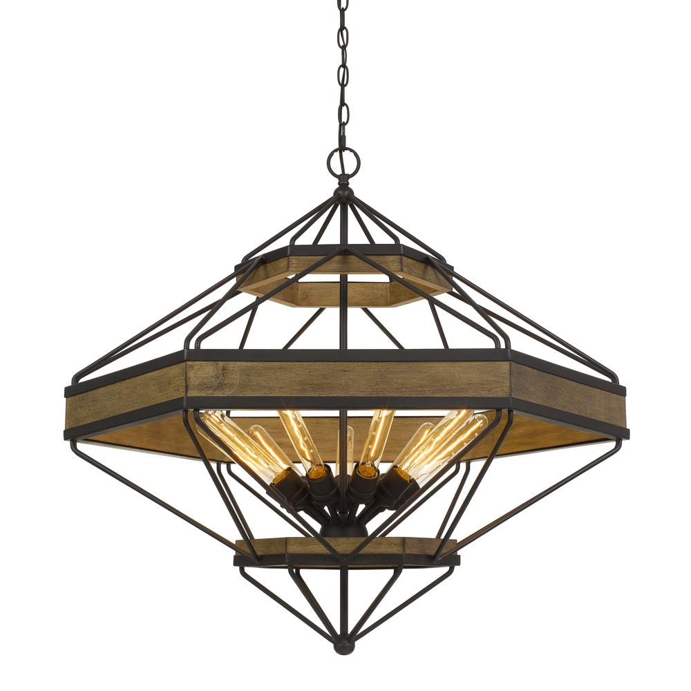 Alicante 60W X 9 Pine Wood/Metal Chandelier (Edison Bulbs Not Included)