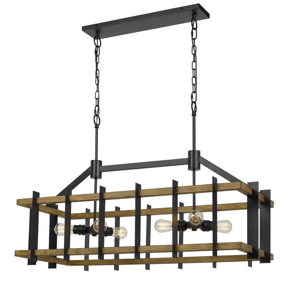 Bruck 60W X 6 Metal/Pine Wood Island Chandelier (Edison Bulbs Not Included)