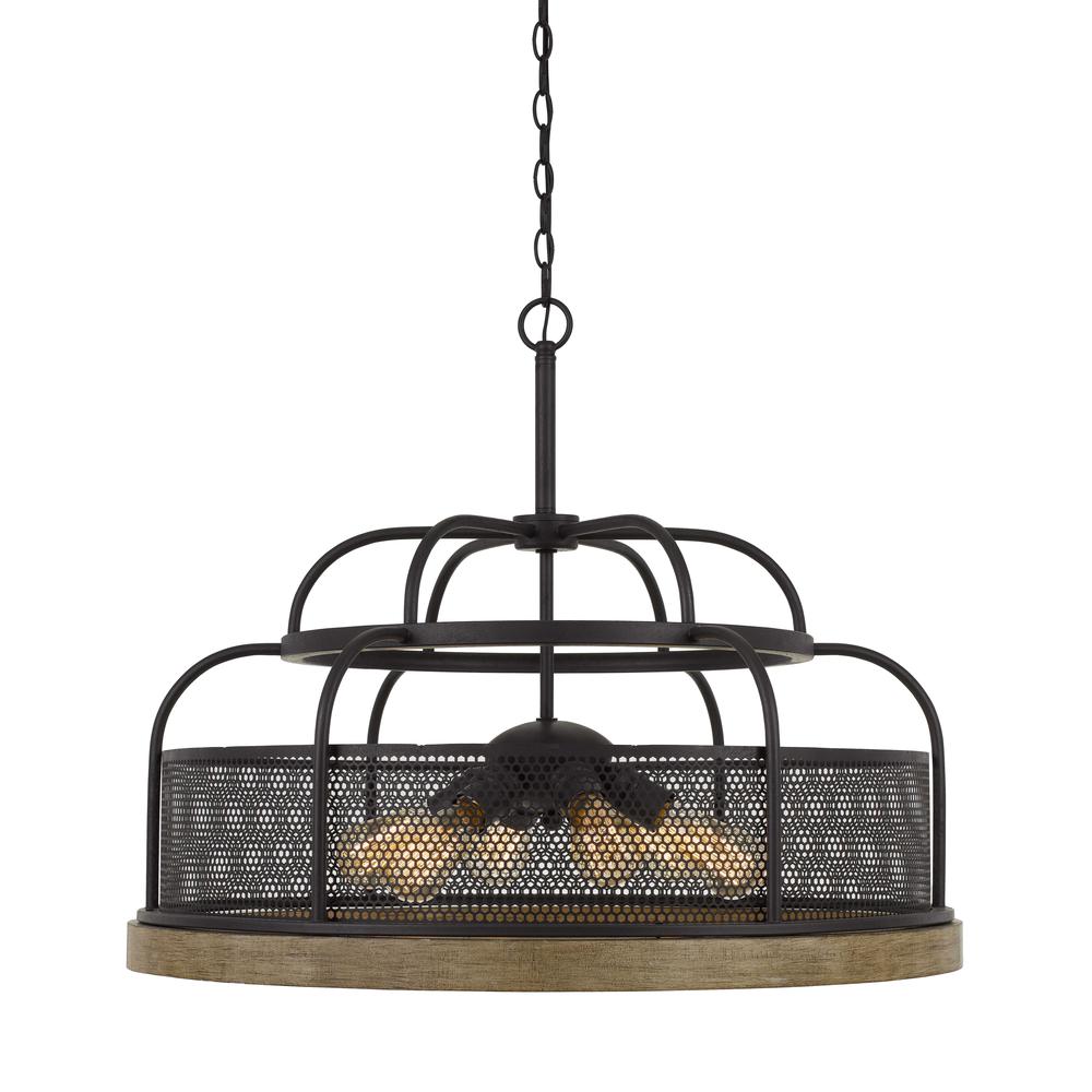 Akaki 60W X 6 Metal/Pine Wood Chandelier (Edison Bulbs Not Included)