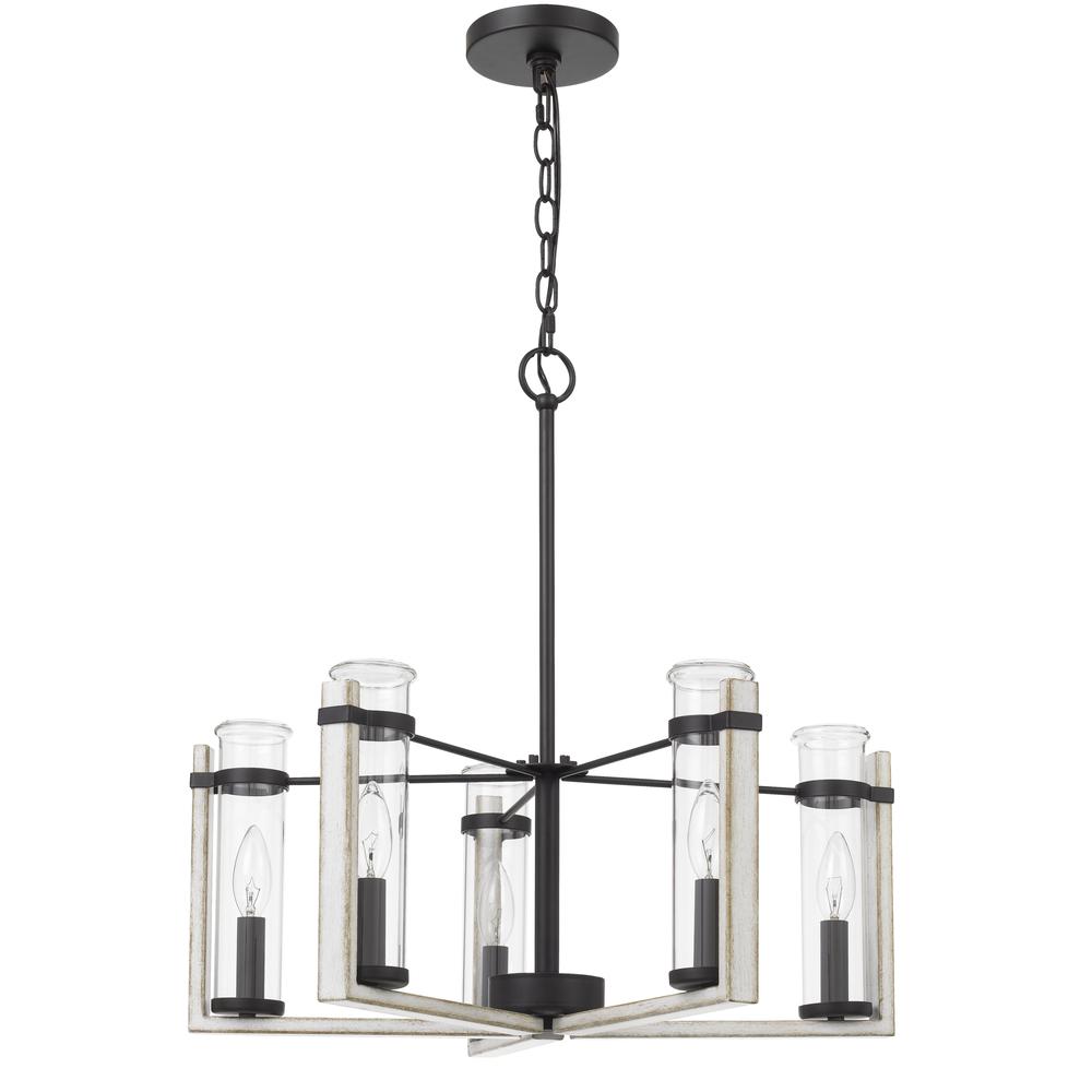 60Wx 5 Olivette metal chandelier with glass shade