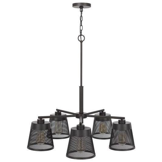 60W X 5 Hampton Metal Chandelier With Mesh Shades