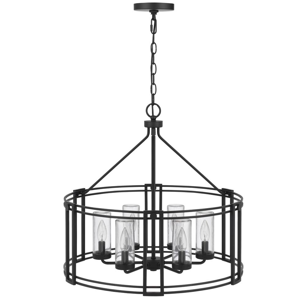 Luton Cage Metal Chandelier With Glass Shades