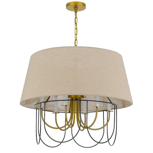 60W x 6 Eupora metal chandelier with burlap shade