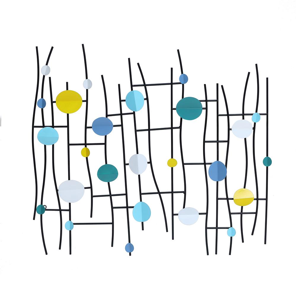 Multi-Color Discs & Black Ladder Metal Abstract Wall Decor