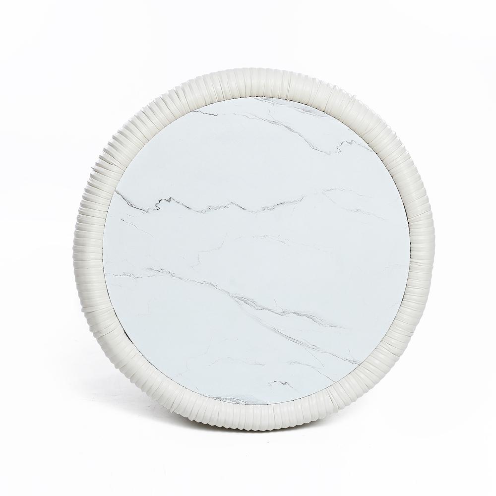 15.8" H White Round Side Table
