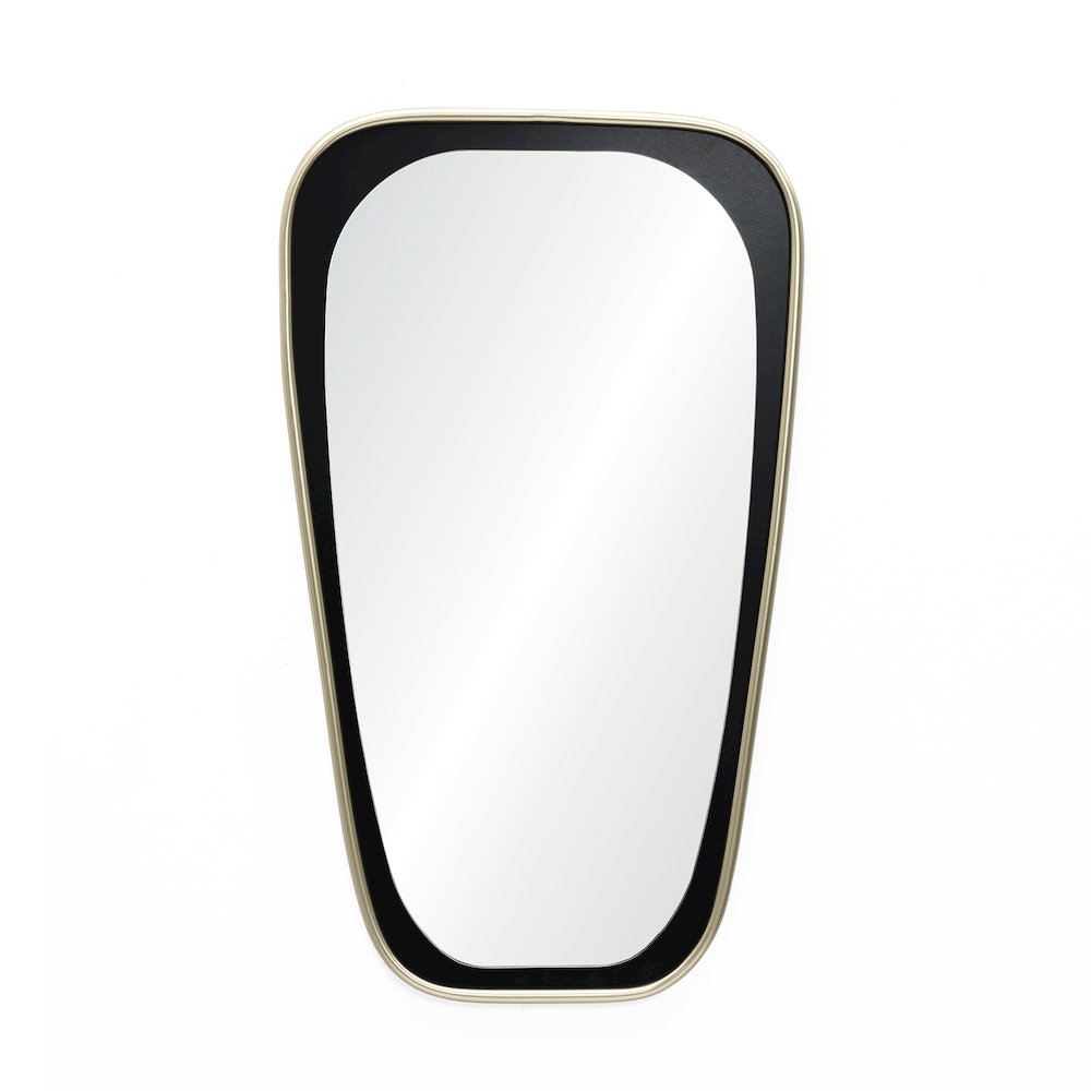 30-Inch Tall Oblong Slim Black with Gold Iron Metal Frame Wall Mirror