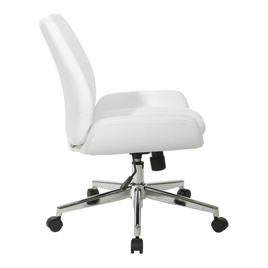 White Faux Leather Chair with Chrome Finish Base, FL61903C-U11